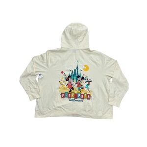 Disney Hoodie Womens 2XL Cream Walt Disney World Play In The Park Mickey Zip